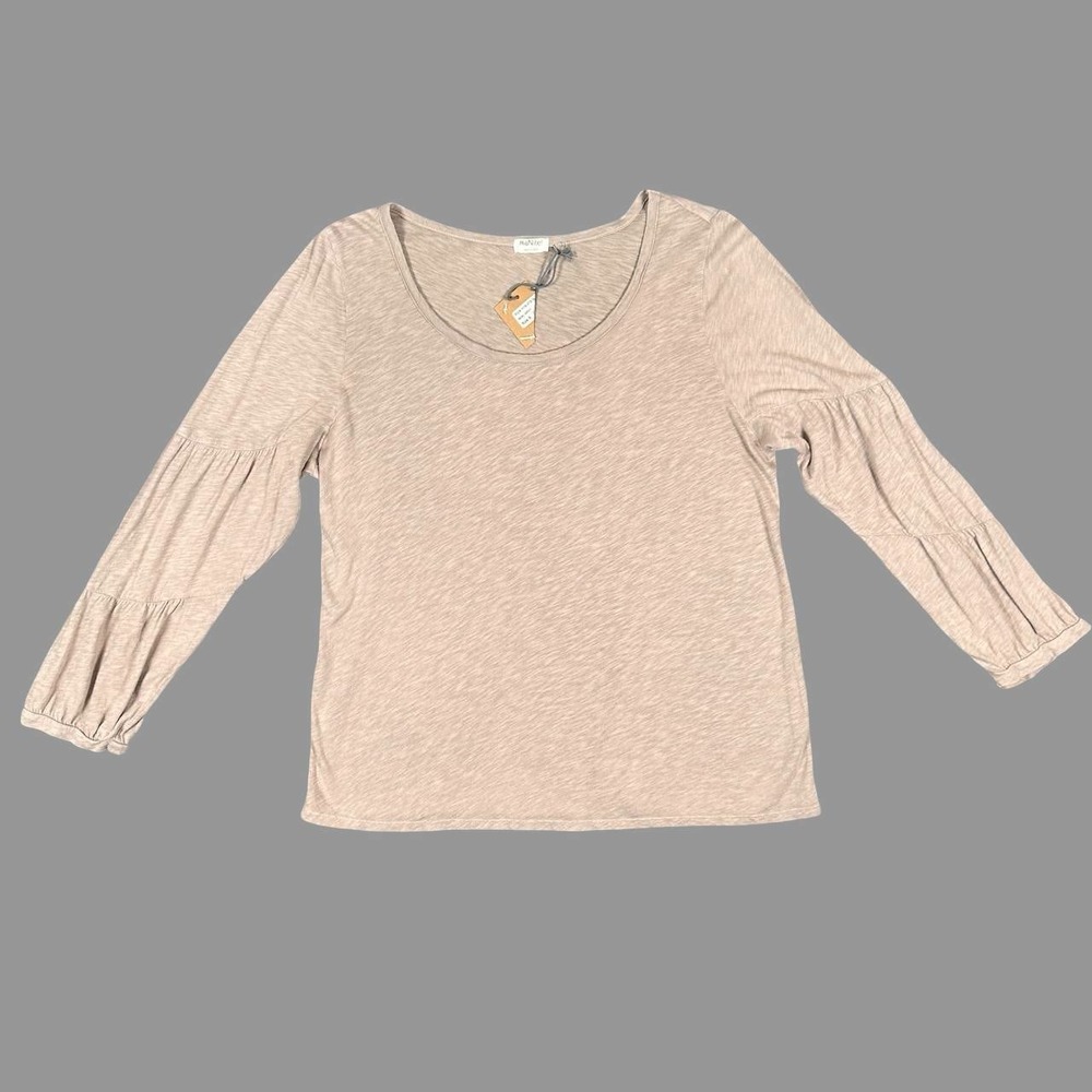 Hello Nite Tiered Long Sleeve Top Women's S Gray Heathered Soft Cozy